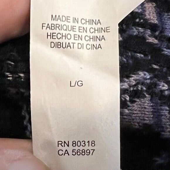 Lucky Lotus Sweater  Women's Size L  Open Draping Wrap Cardigan Black Pattern - Picture 5 of 7